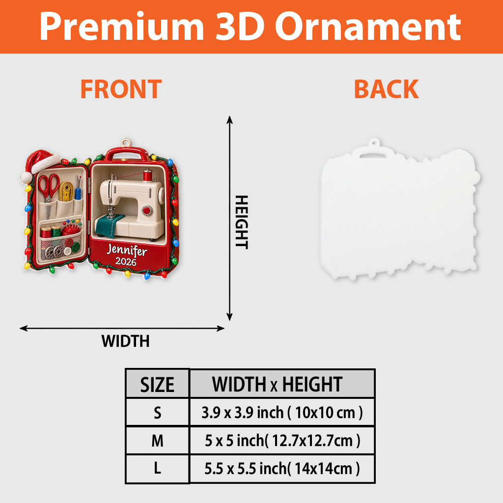 Love Sewing - Personalized Sewing Premium 3D Ornament