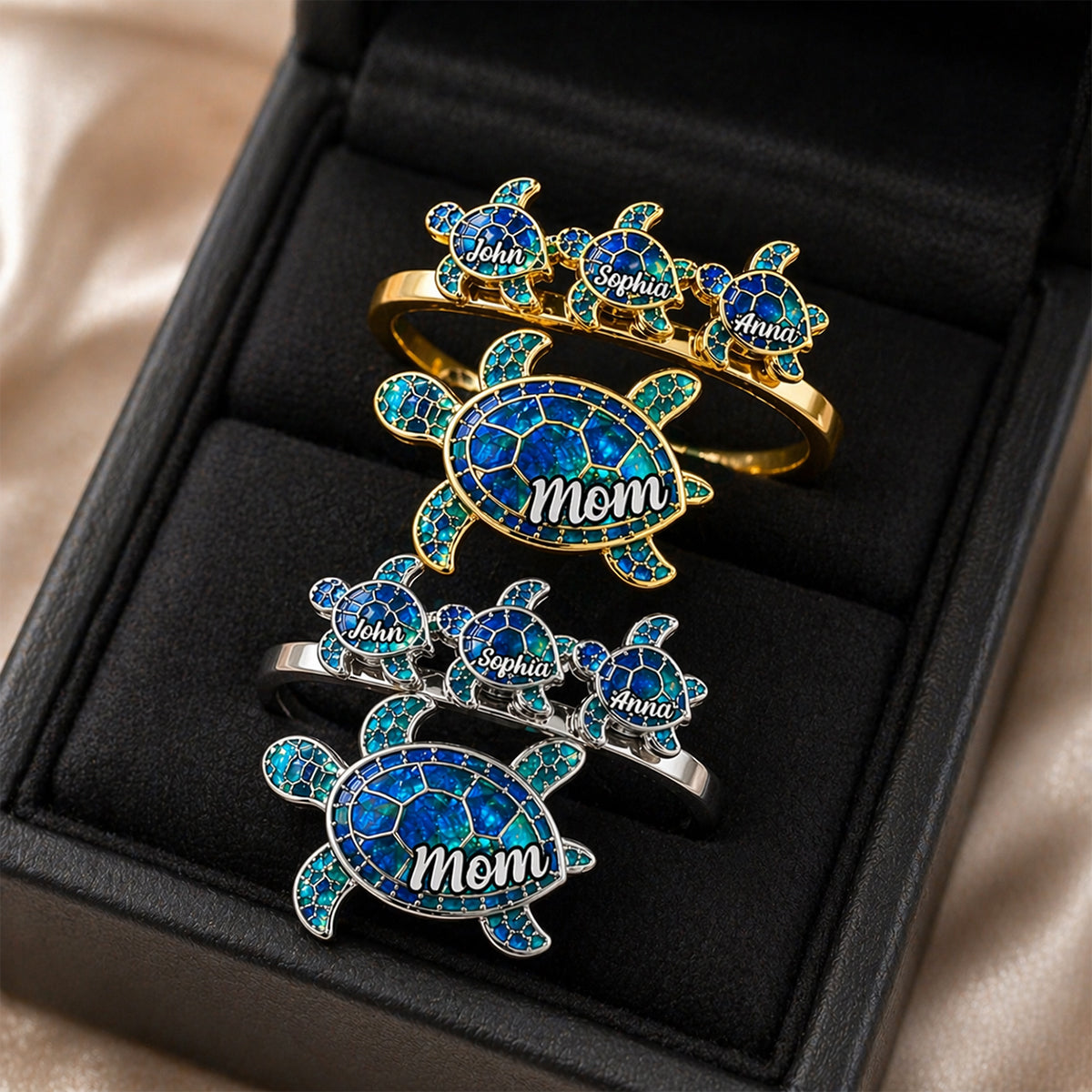 Mama Schildkröte - Personalisierbarer verstellbarer Ring