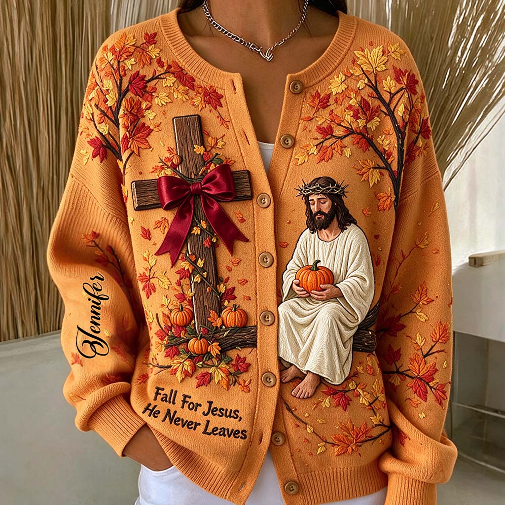 Fall For Jesus - Personalized Christian Cardigan Sweater