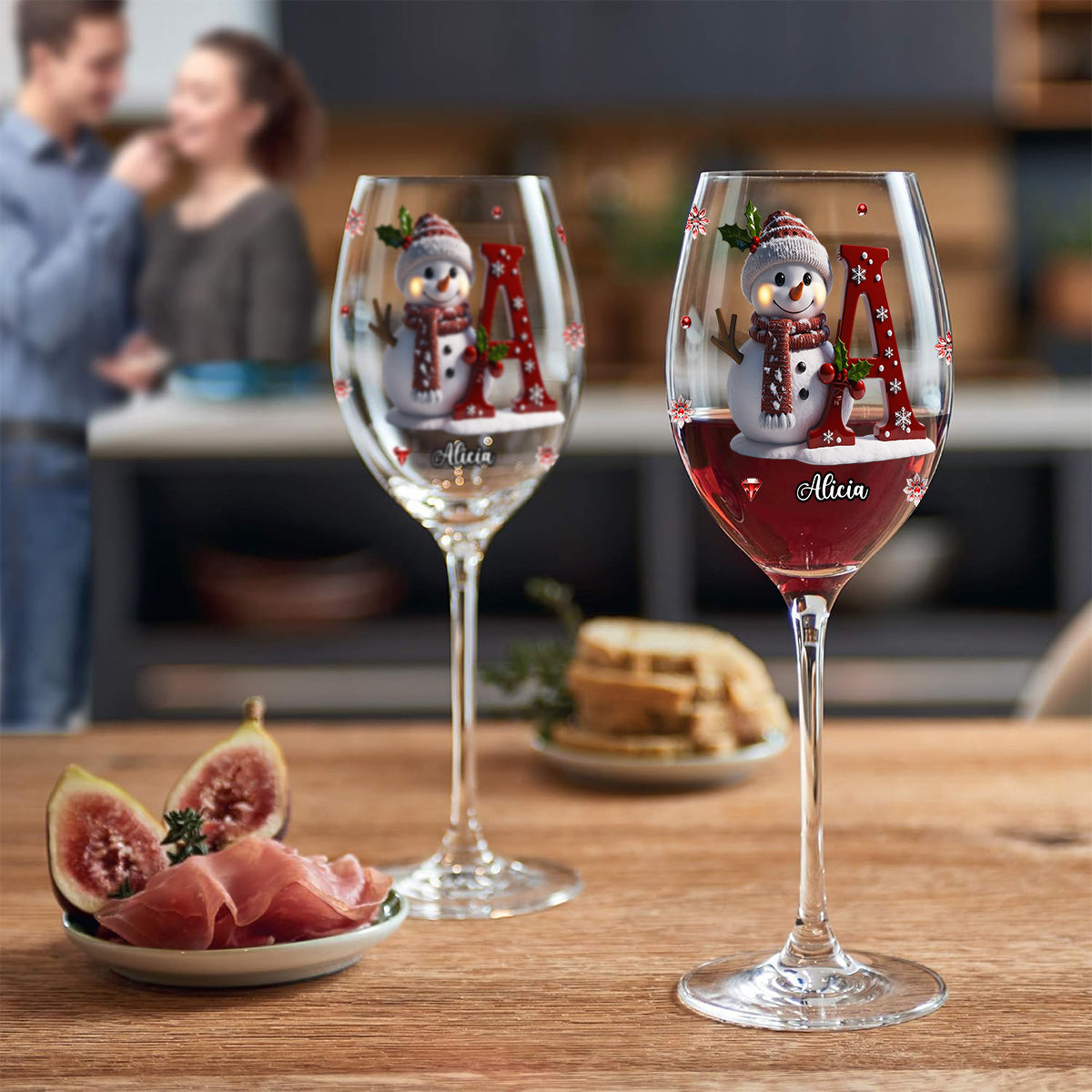 Joyeux Noël - Verre à vin familial personnalisé à longue tige