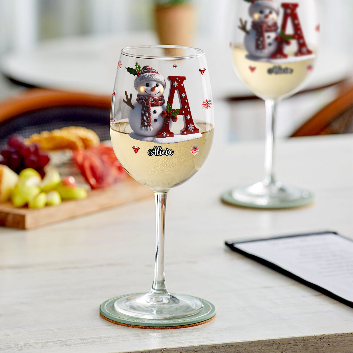 Joyeux Noël - Verre à vin familial personnalisé à longue tige