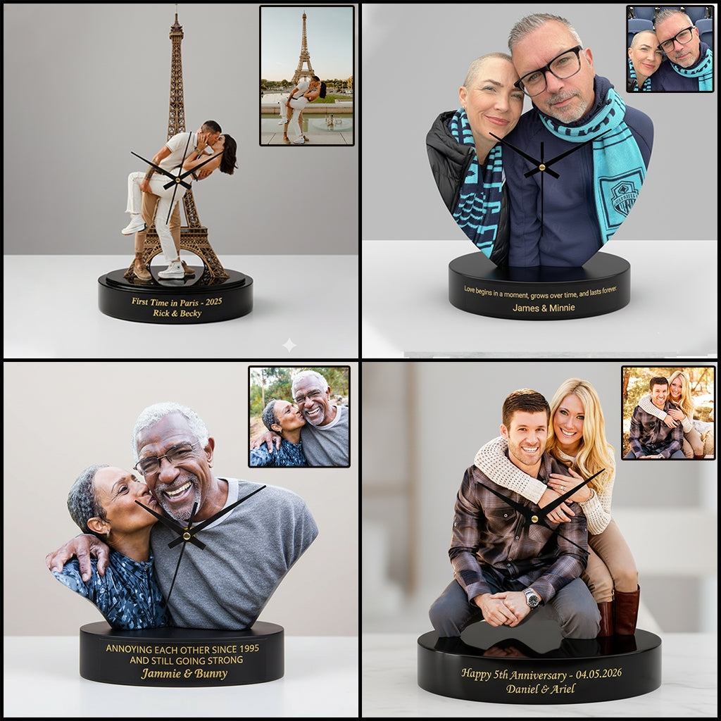 Geschenk für Ehemann, Freund, Partner – Personalisierte Tischuhr-Plakette für Paare