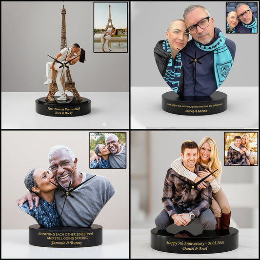 Geschenk für Ehemann, Freund, Partner – Personalisierte Tischuhr-Plakette für Paare