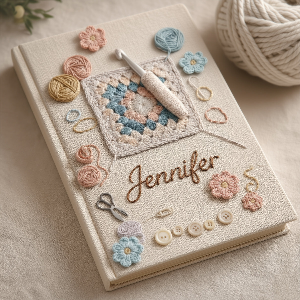 J'adore le crochet - Carnet de notes personnalisé en cuir pour crocheter