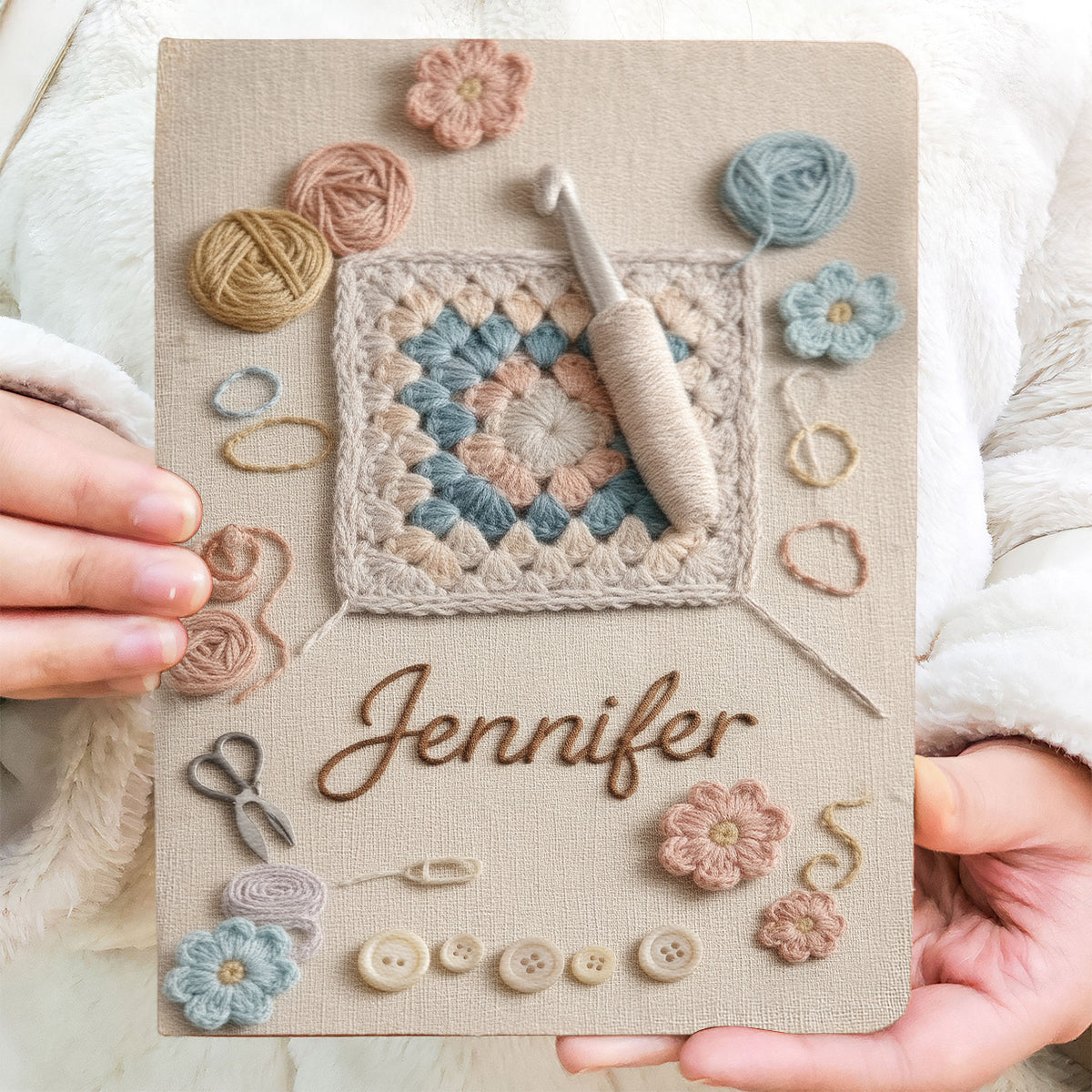 J'adore le crochet - Carnet de notes personnalisé en cuir pour crocheter