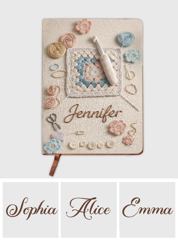 J'adore le crochet - Carnet de notes personnalisé en cuir pour crocheter