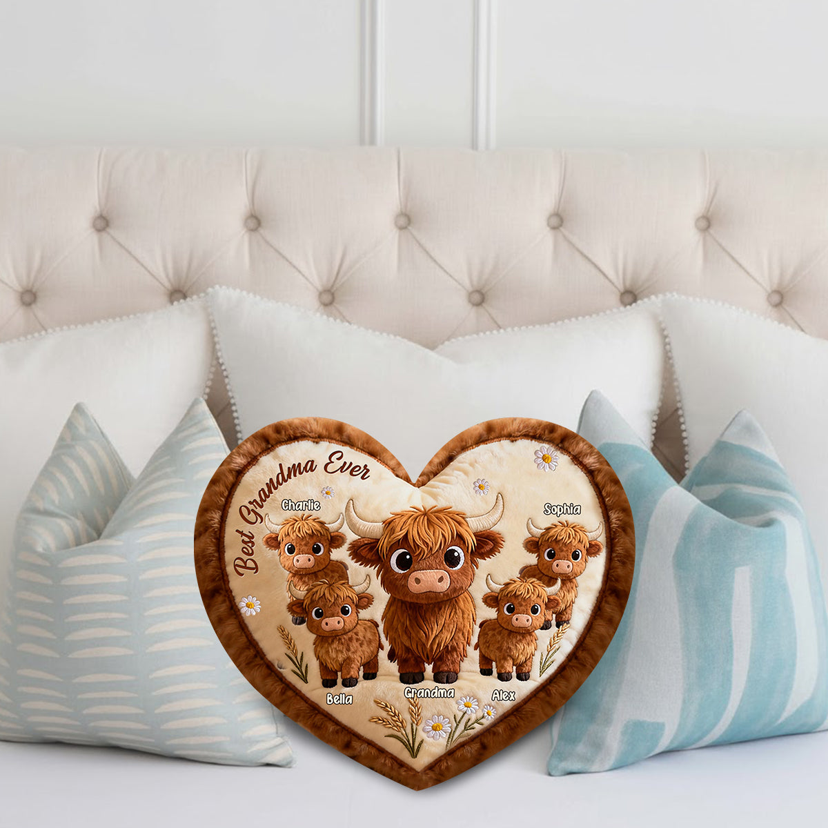Cadeau idéal pour maman ou grand-mère : coussin personnalisé en fausse fourrure en forme de grand-mère