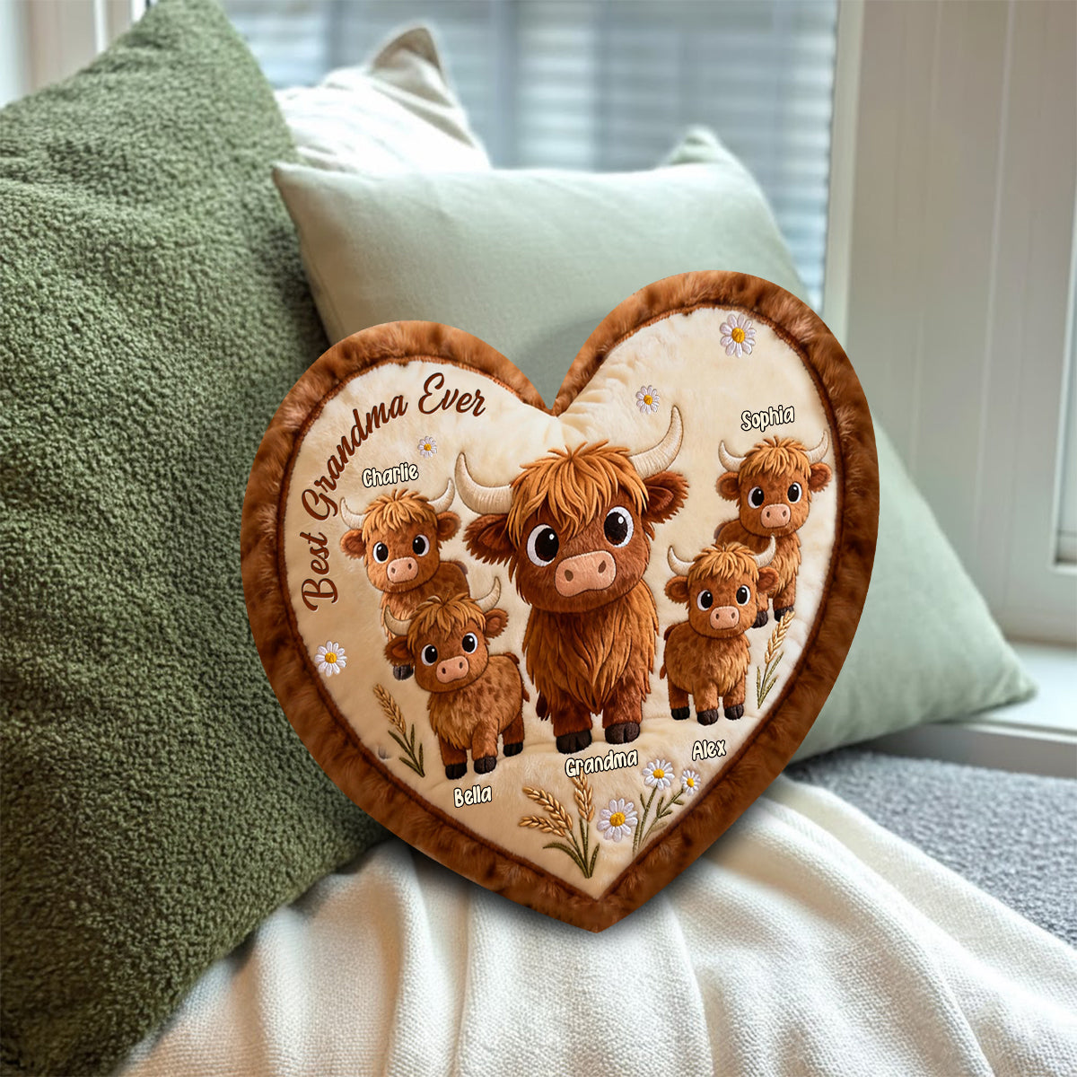 Cadeau idéal pour maman ou grand-mère : coussin personnalisé en fausse fourrure en forme de grand-mère