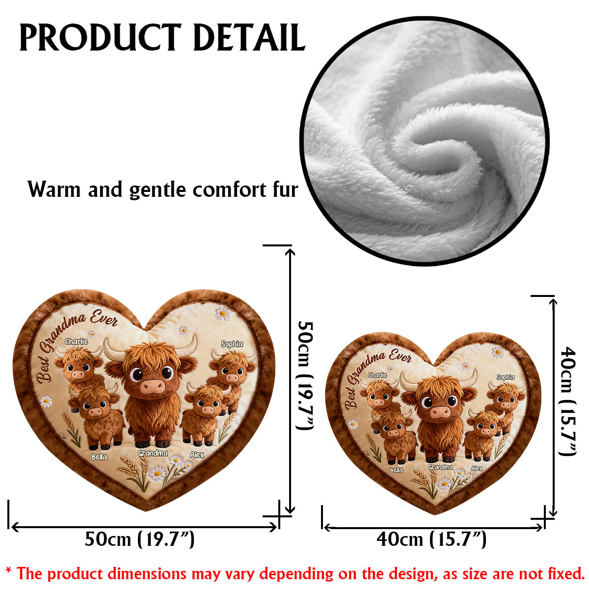 Cadeau idéal pour maman ou grand-mère : coussin personnalisé en fausse fourrure en forme de grand-mère