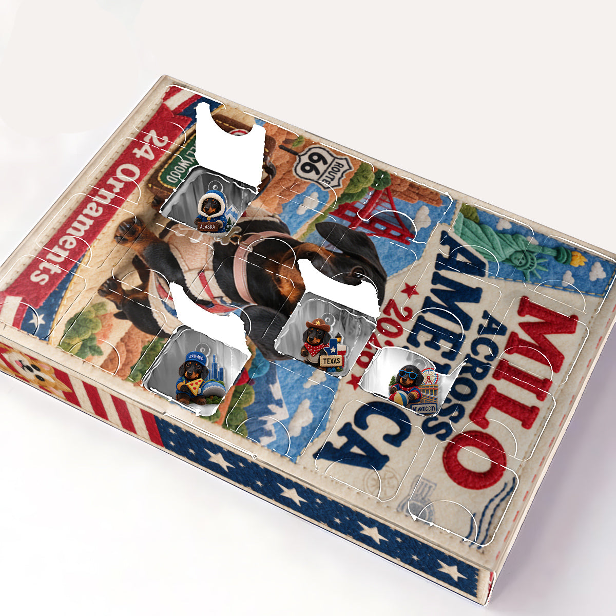 Dog Across America - Personalized Dog Advent Calendar With Ornaments