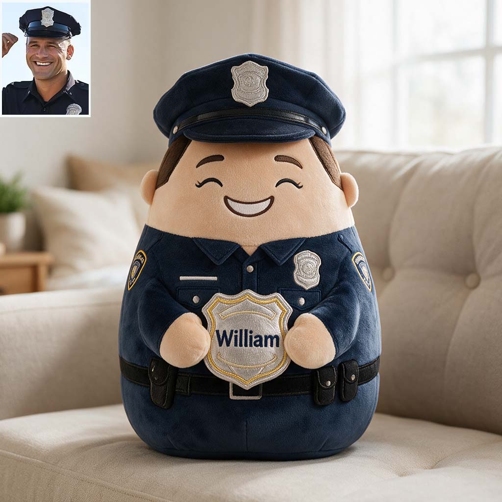 Custom From Any Photo, Any Job - Personalized Police Officer Premium Faux Fur Pillow