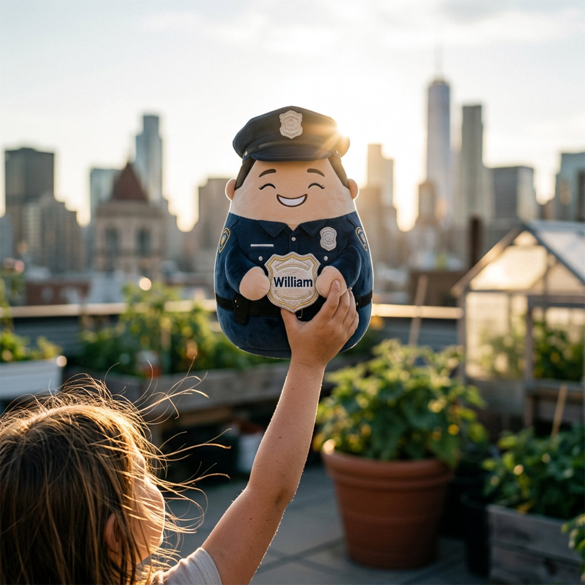 Custom From Any Photo, Any Job - Personalized Police Officer Premium Faux Fur Pillow