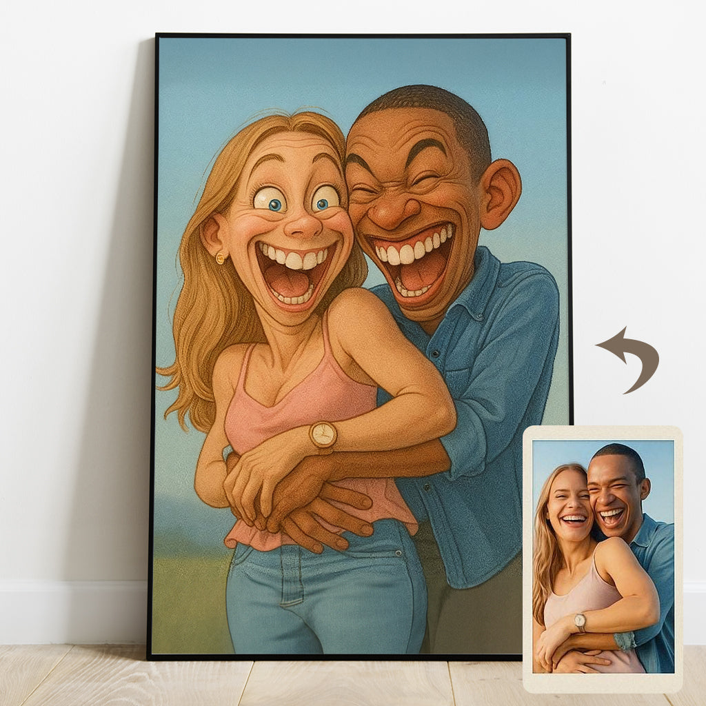 Individuelle Karikatur nach Foto – Cartoon-Porträt – Personalisierte Familienleinwand und Poster