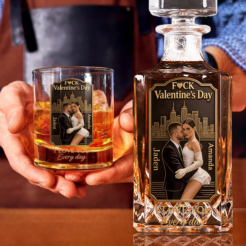 Je t'aime chaque jour - Coffret de carafes à whisky personnalisées pour couples