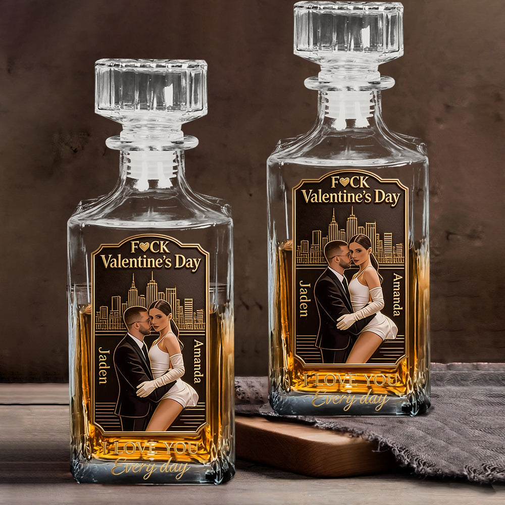 Je t'aime chaque jour - Coffret de carafes à whisky personnalisées pour couples