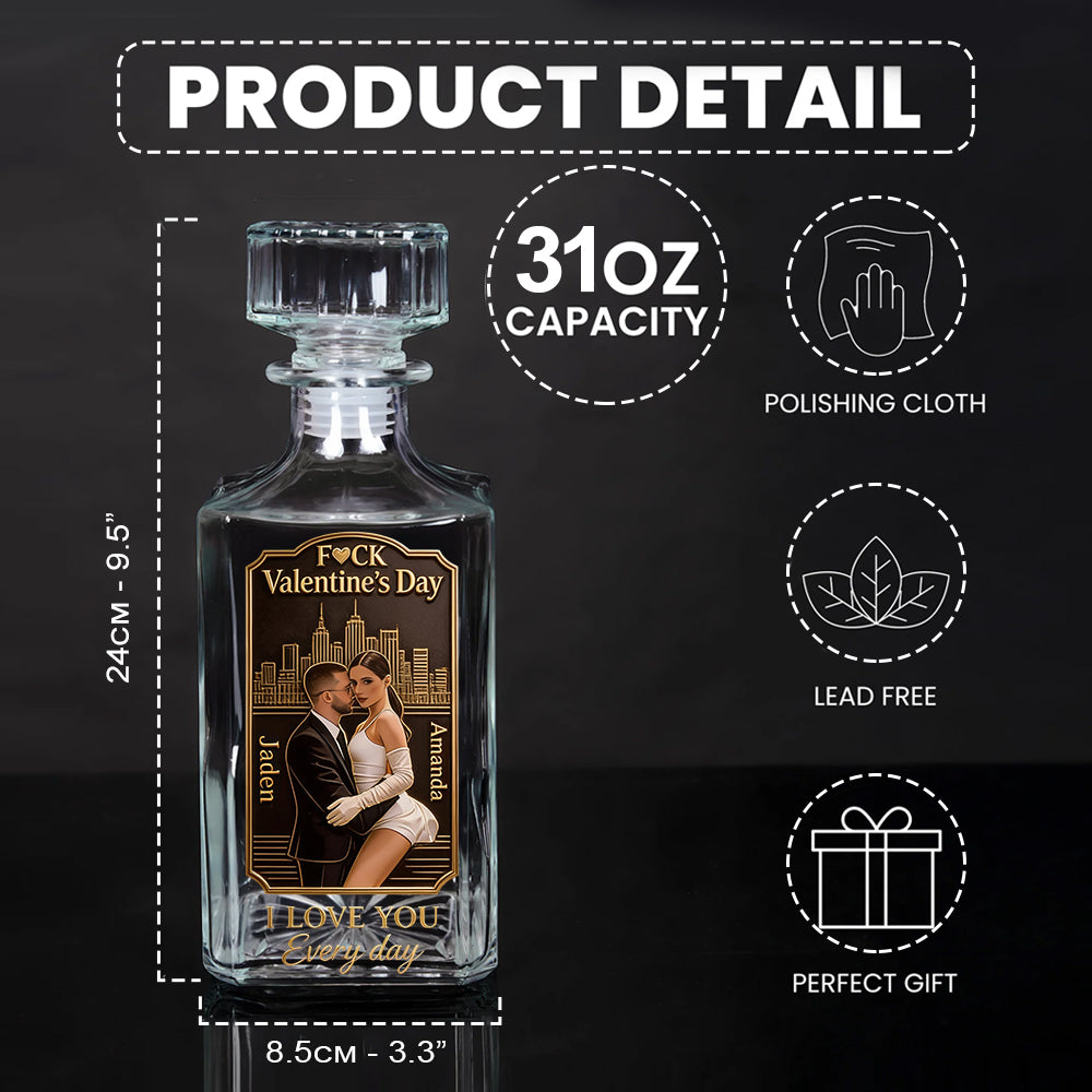 Je t'aime chaque jour - Coffret de carafes à whisky personnalisées pour couples