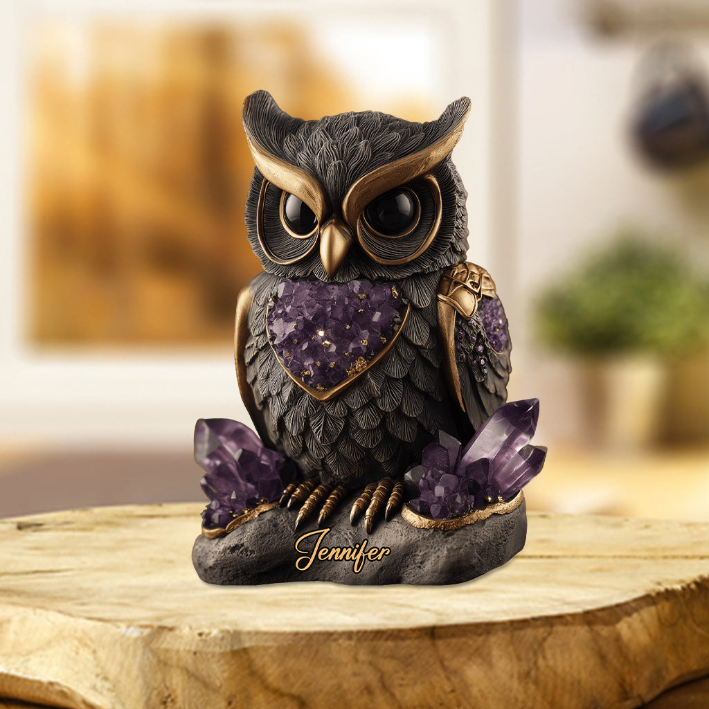 Amethyst/Rosenquarz/Rubin/... Eule im individuellen Stil – Personalisierte Acrylplakette in Eulenform