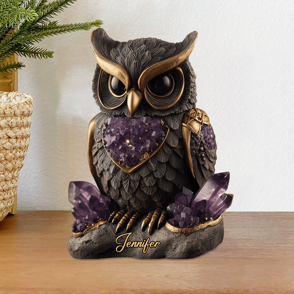 Amethyst/Rosenquarz/Rubin/... Eule im individuellen Stil – Personalisierte Acrylplakette in Eulenform
