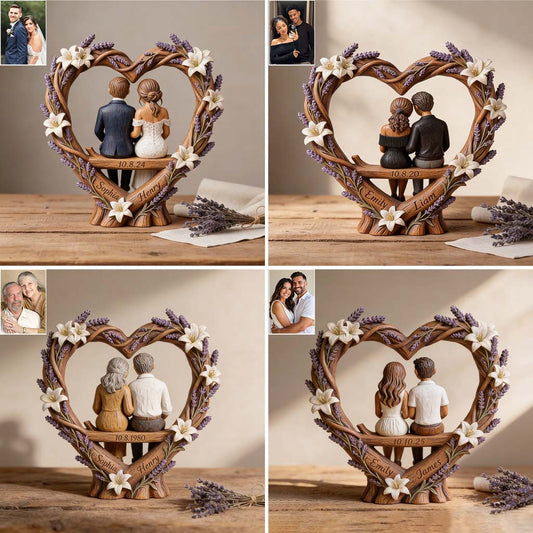 Photo Personnalisée - Plaque en Bois Personnalisée en Forme de Couple
