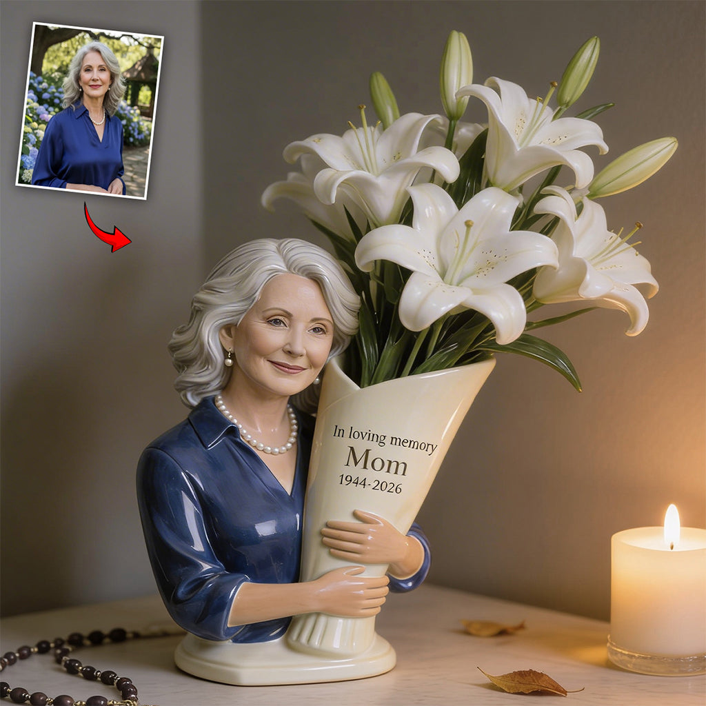 Heaven's Bloom - Personalisierte Gedenk-Acrylblumenvase