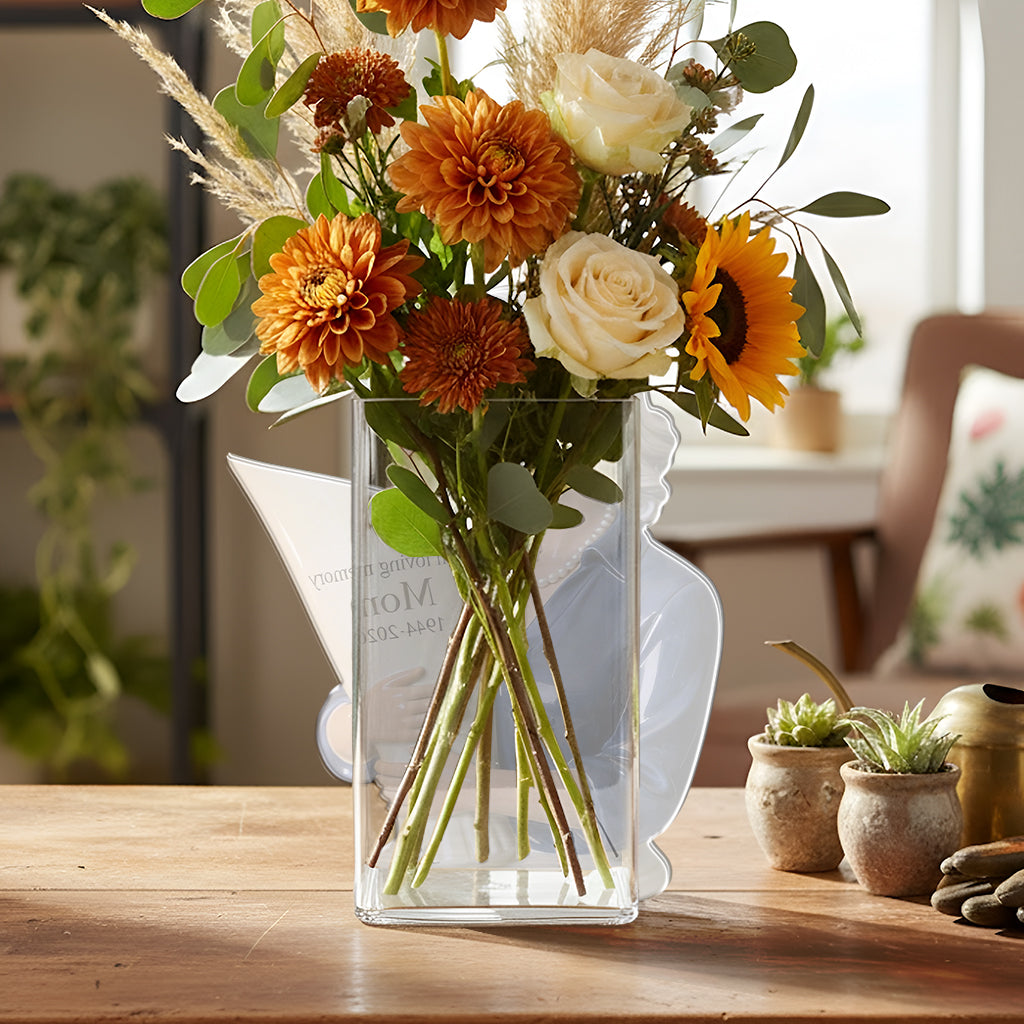 Heaven's Bloom - Personalisierte Gedenk-Acrylblumenvase