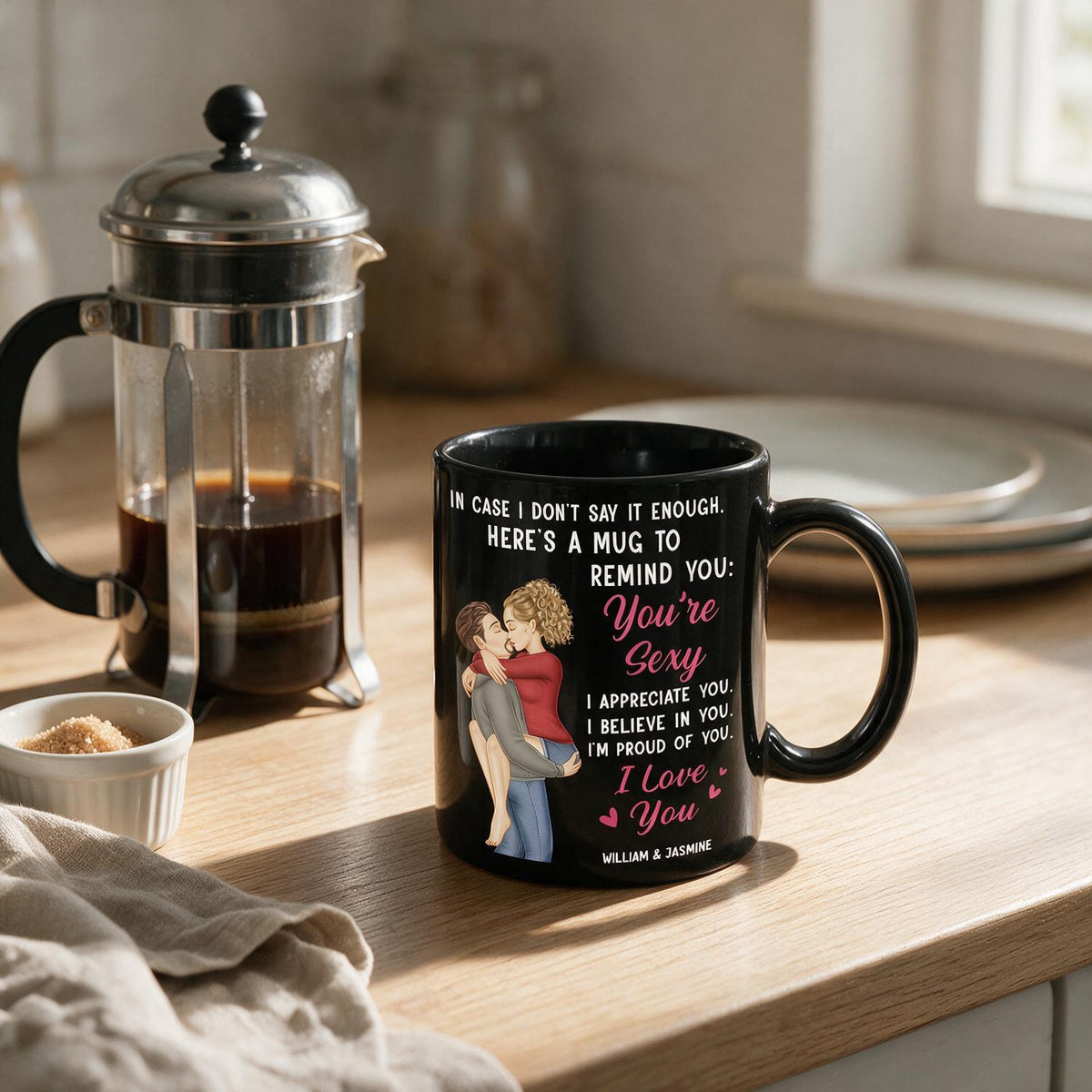Personalized Couple Black Mug - In Case I Don't Say It Enough Romantic Gift for Partner
