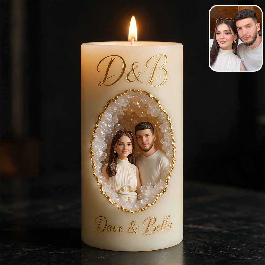 Personalisierte Flammenlose Kerze - Foto von einem Paar