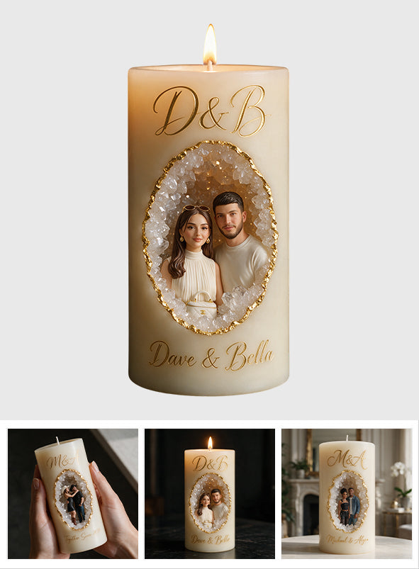 Personalisierte Flammenlose Kerze - Foto von einem Paar