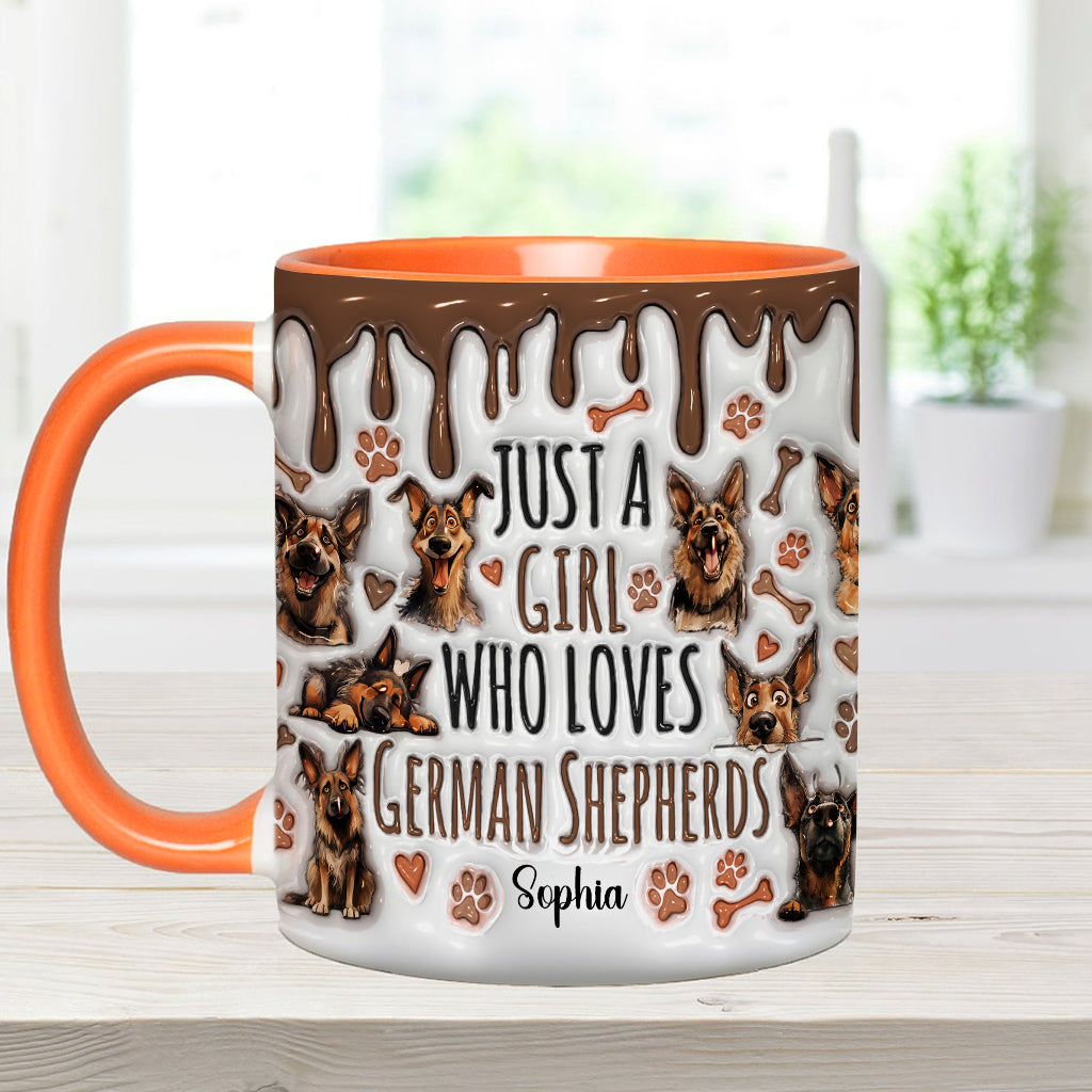 Mug personnalisé « Juste une fille qui adore les bergers allemands » avec motif berger allemand