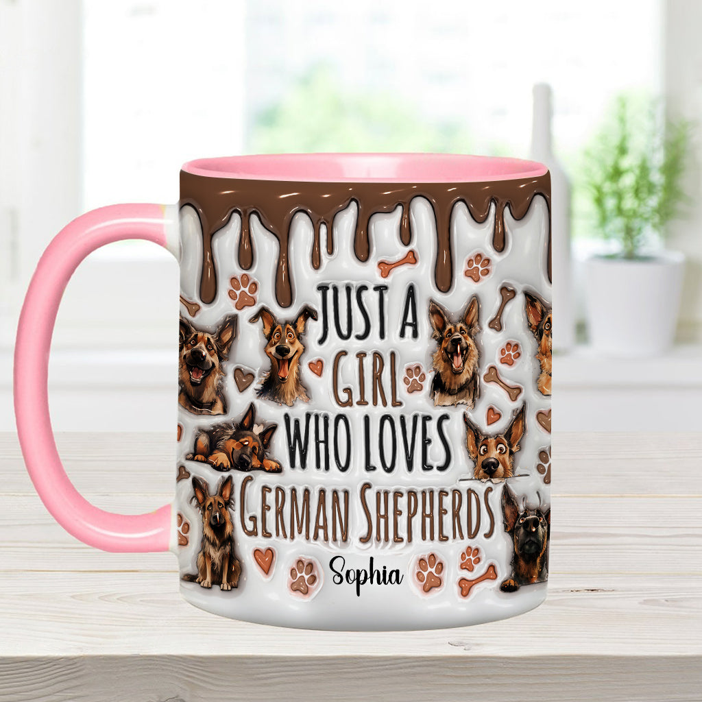 Mug personnalisé « Juste une fille qui adore les bergers allemands » avec motif berger allemand