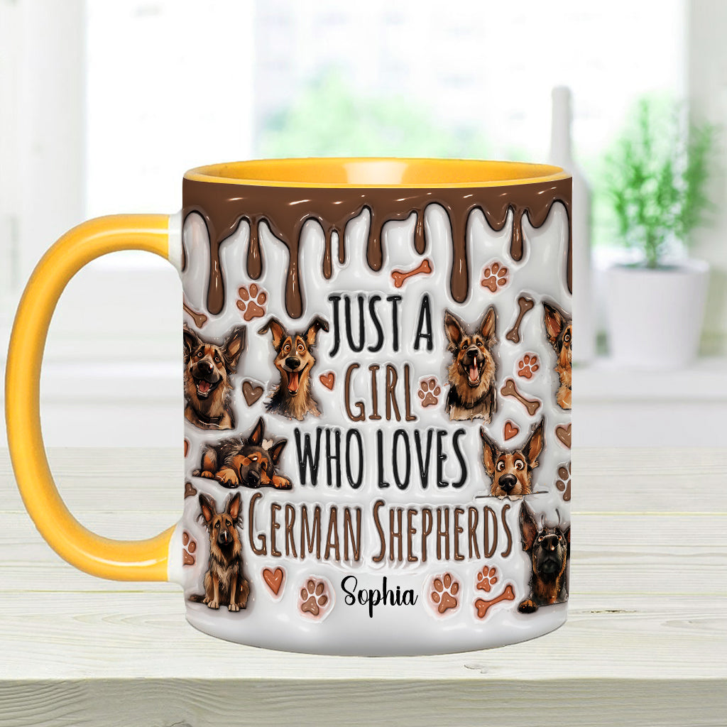 Mug personnalisé « Juste une fille qui adore les bergers allemands » avec motif berger allemand