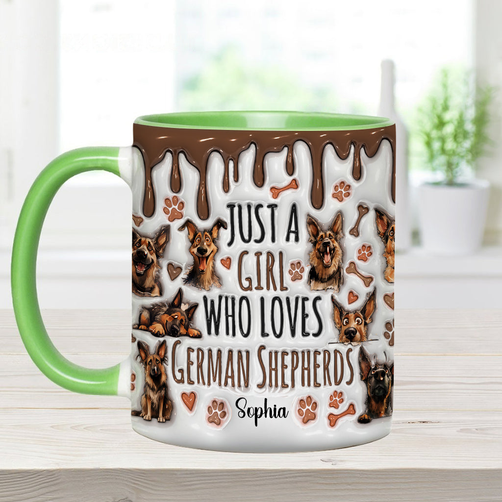 Mug personnalisé « Juste une fille qui adore les bergers allemands » avec motif berger allemand