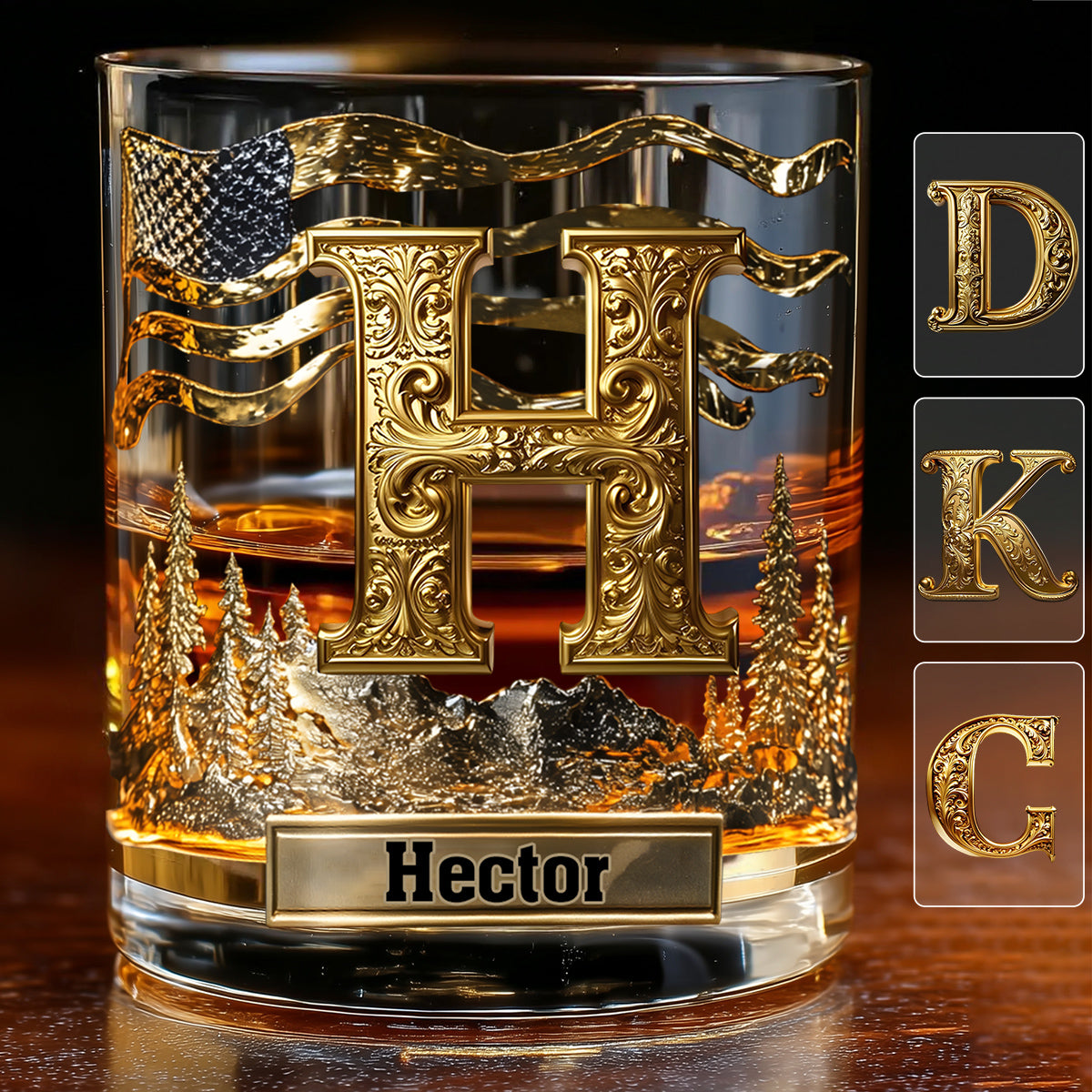 Anfangsbuchstabe für Whisky- und Bourbon-Liebhaber – personalisiertes Whiskyglas