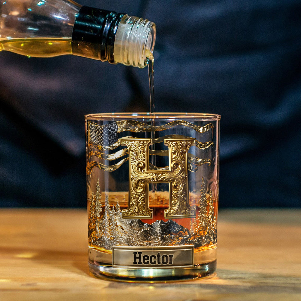 Anfangsbuchstabe für Whisky- und Bourbon-Liebhaber – personalisiertes Whiskyglas