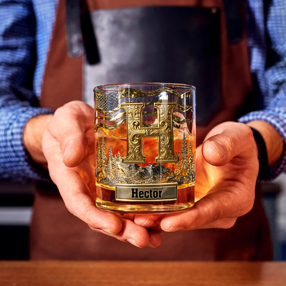 Anfangsbuchstabe für Whisky- und Bourbon-Liebhaber – personalisiertes Whiskyglas