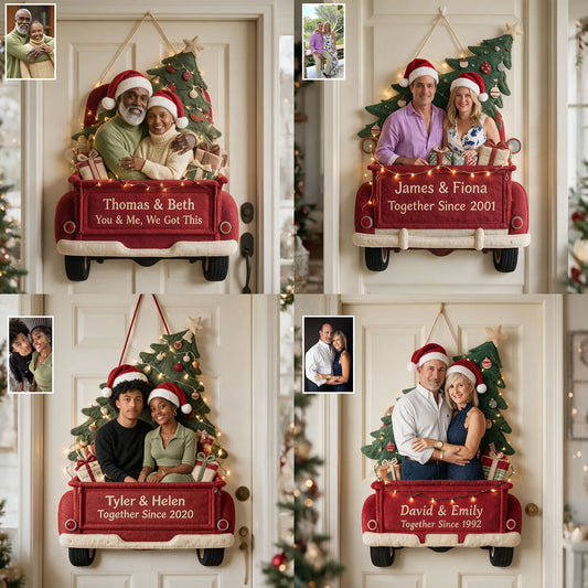 Notre Noël Ensemble - Panneau de Porte Personnalisé pour Couple