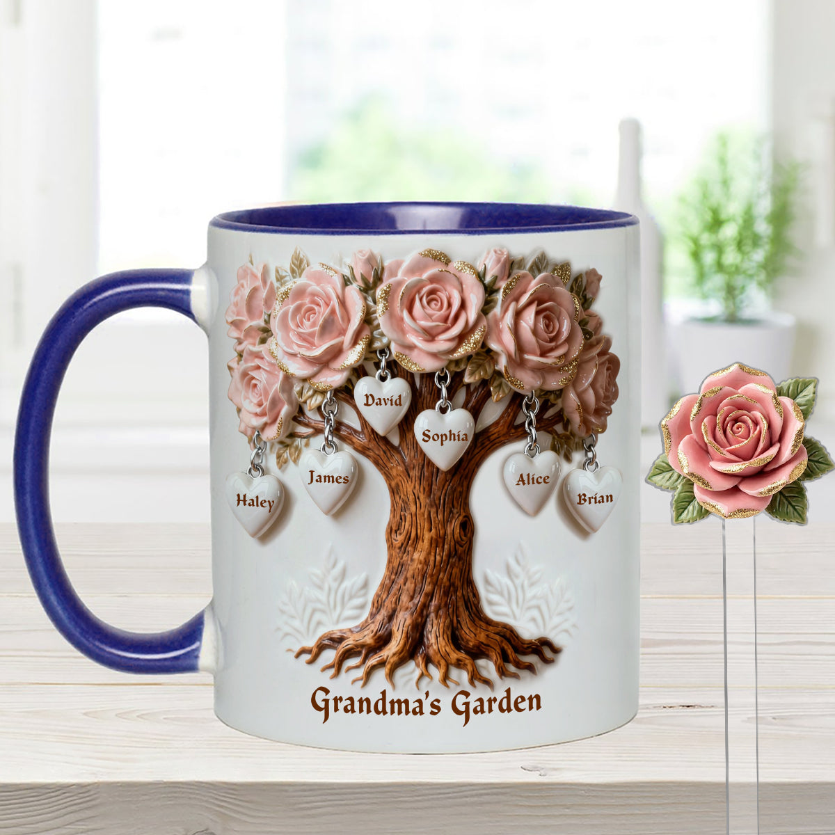 Cadeau idéal pour maman et grand-mère : ensemble personnalisé « Grand-mère » comprenant une tasse et des agitateurs en acrylique.