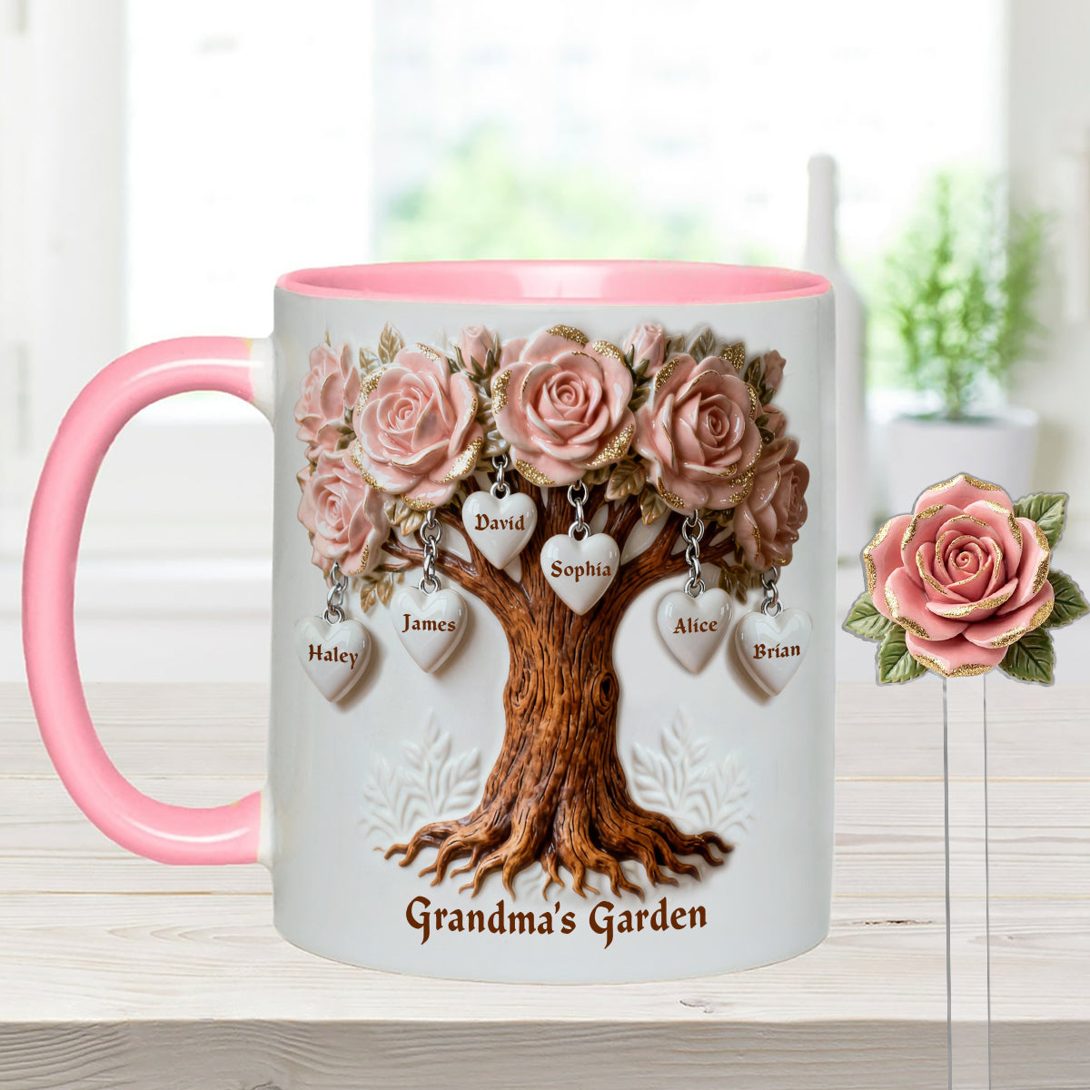 Cadeau idéal pour maman et grand-mère : ensemble personnalisé « Grand-mère » comprenant une tasse et des agitateurs en acrylique.