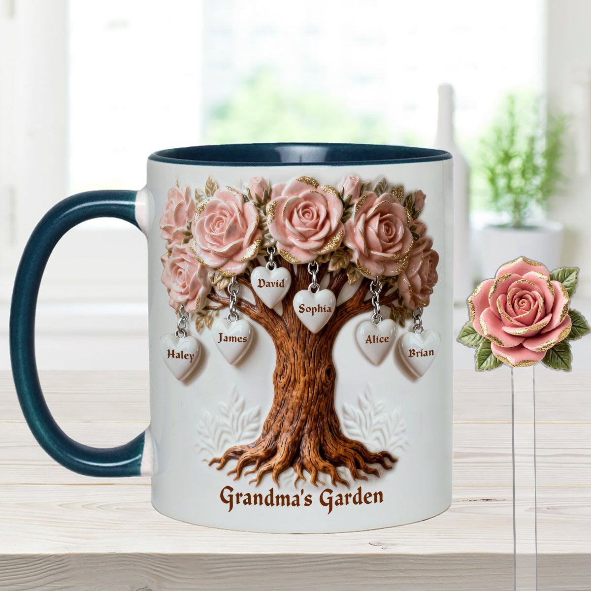 Cadeau idéal pour maman et grand-mère : ensemble personnalisé « Grand-mère » comprenant une tasse et des agitateurs en acrylique.