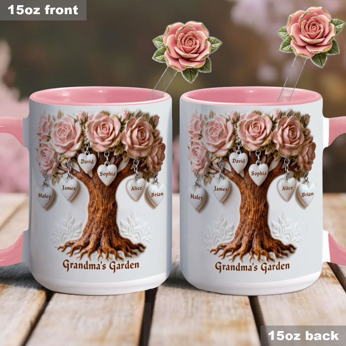 Cadeau idéal pour maman et grand-mère : ensemble personnalisé « Grand-mère » comprenant une tasse et des agitateurs en acrylique.