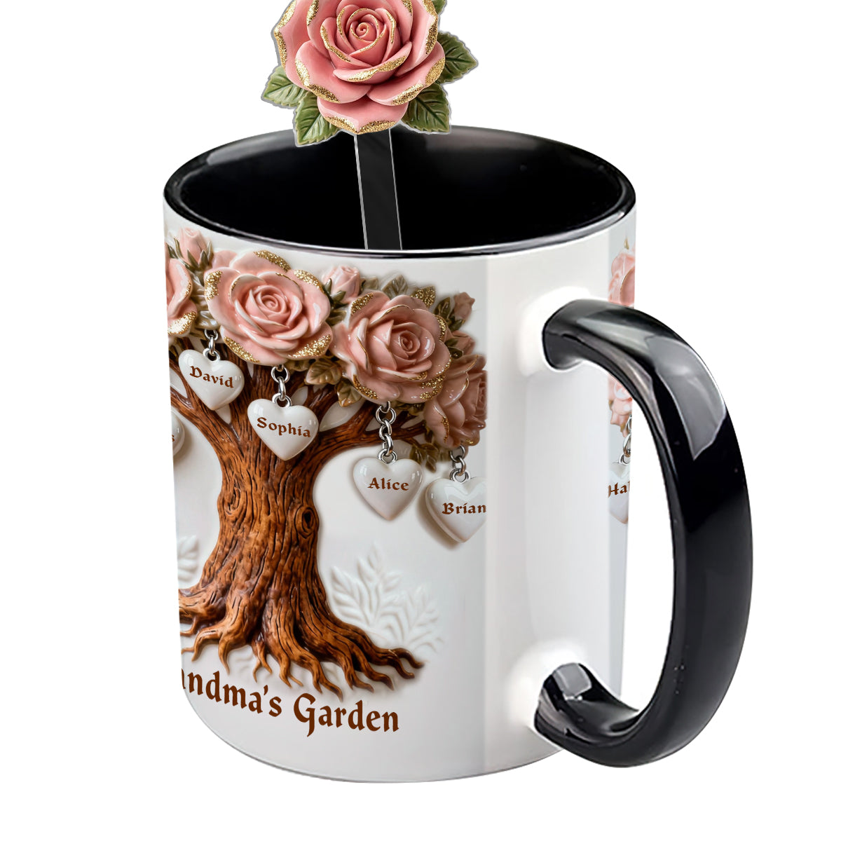 Cadeau idéal pour maman et grand-mère : ensemble personnalisé « Grand-mère » comprenant une tasse et des agitateurs en acrylique.