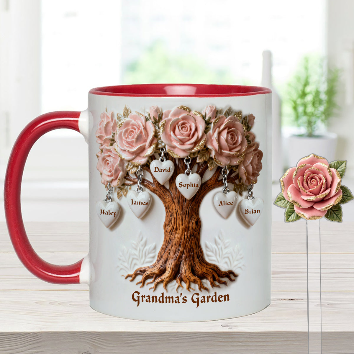 Cadeau idéal pour maman et grand-mère : ensemble personnalisé « Grand-mère » comprenant une tasse et des agitateurs en acrylique.
