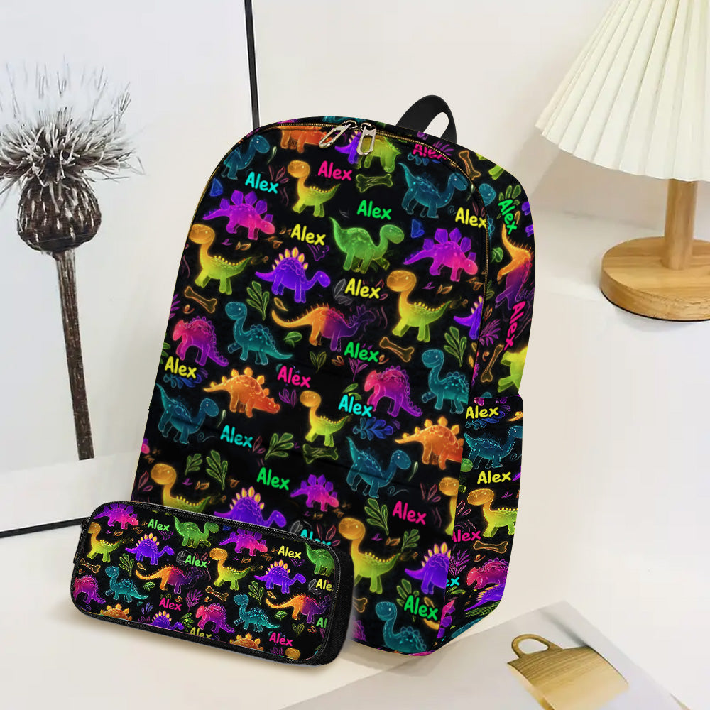 Cadeau dinosaure pour la rentrée scolaire des enfants - Sac à dos et trousse personnalisés pour enfant