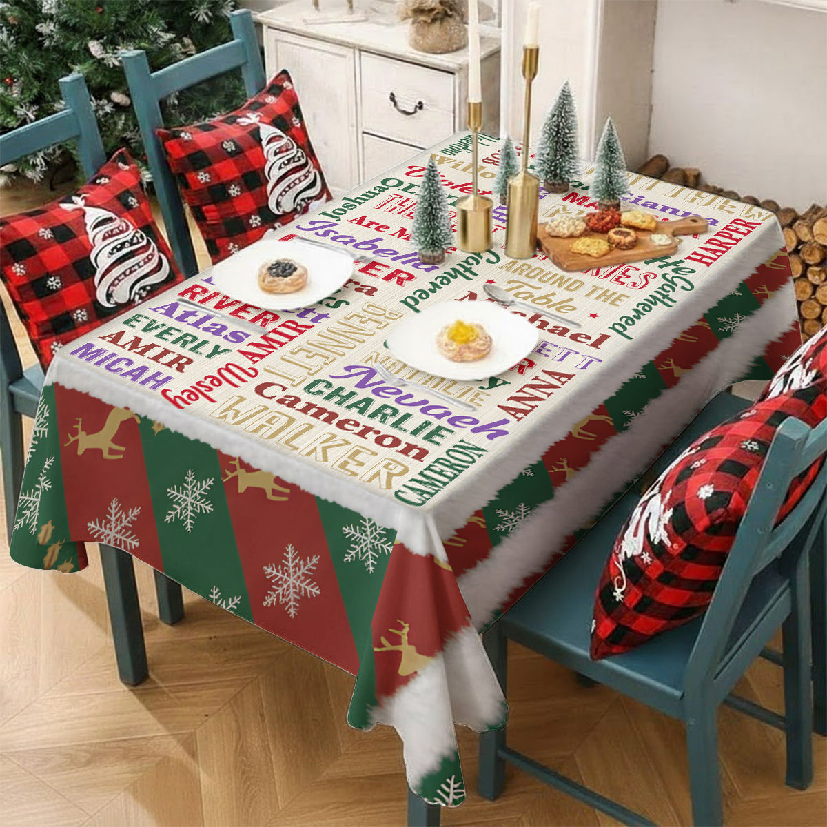 Glückliche Familie – Personalisierte Tischdecke für die Familie