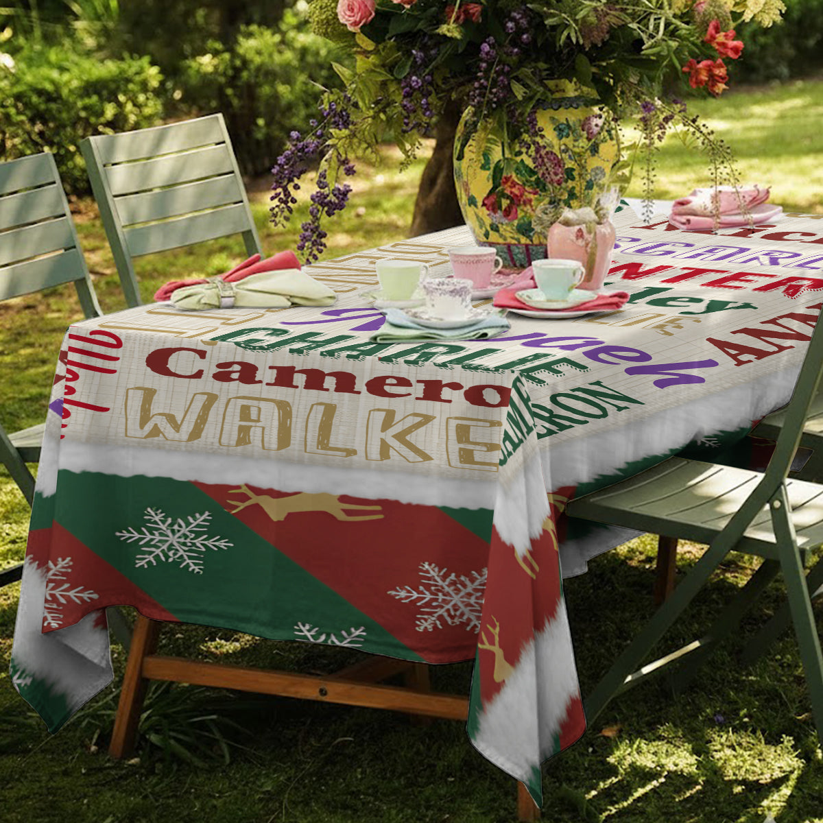 Glückliche Familie – Personalisierte Tischdecke für die Familie