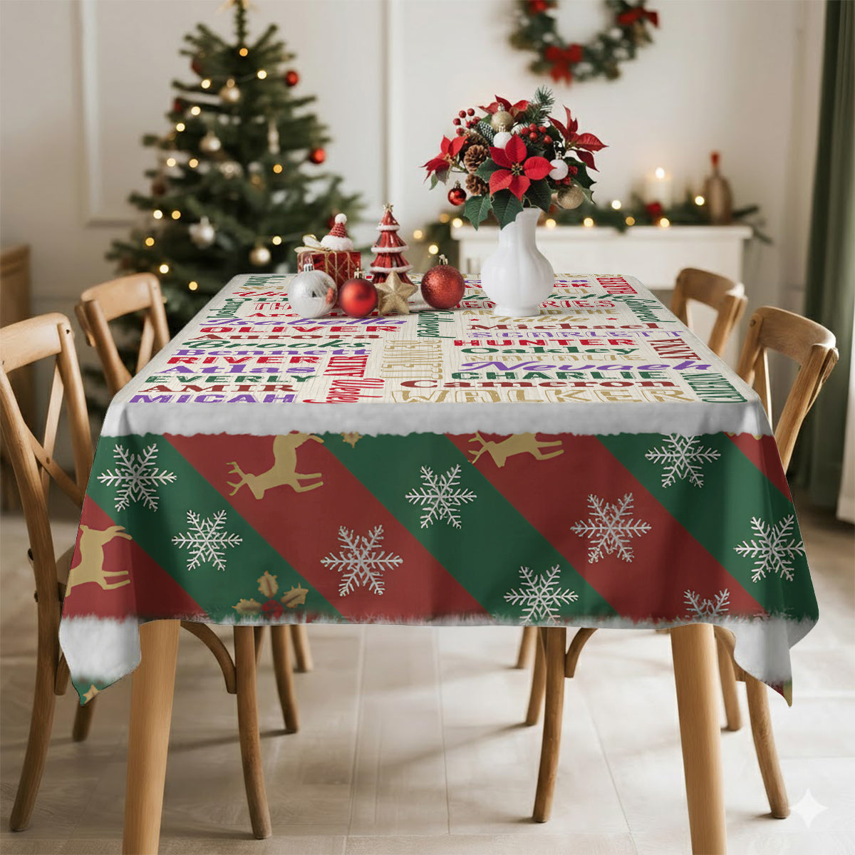 Glückliche Familie – Personalisierte Tischdecke für die Familie