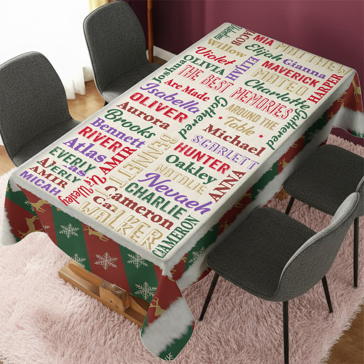 Glückliche Familie – Personalisierte Tischdecke für die Familie