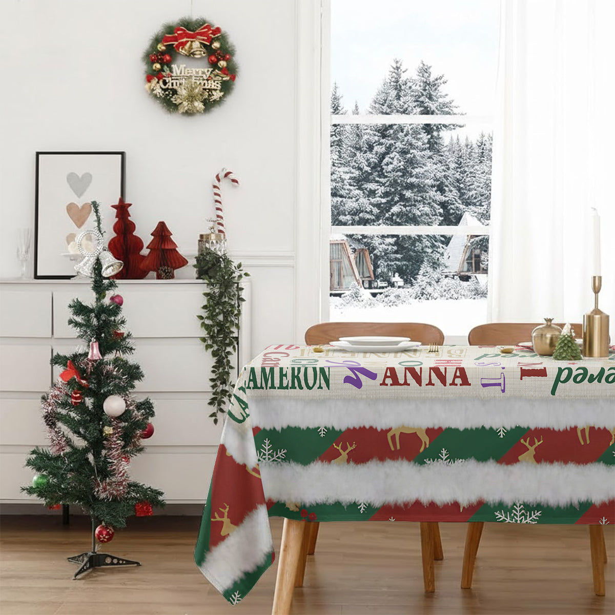 Glückliche Familie – Personalisierte Tischdecke für die Familie
