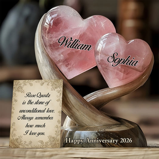 Rose Quartz Style Anniversary Gift, Valentine Gift, Unconditional Love - Personalized Couple Custom Shaped Acrylic Plaque