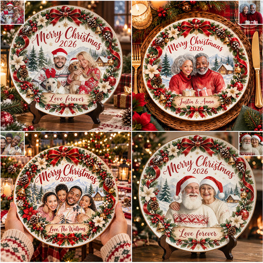 Weihnachtsgeschenkidee, Weihnachtsdekoration - Personalisierte Keramikplatte für Paare